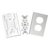 Contacto eléctrico doble, soporte y tapa de PVC auto extinguible y alu