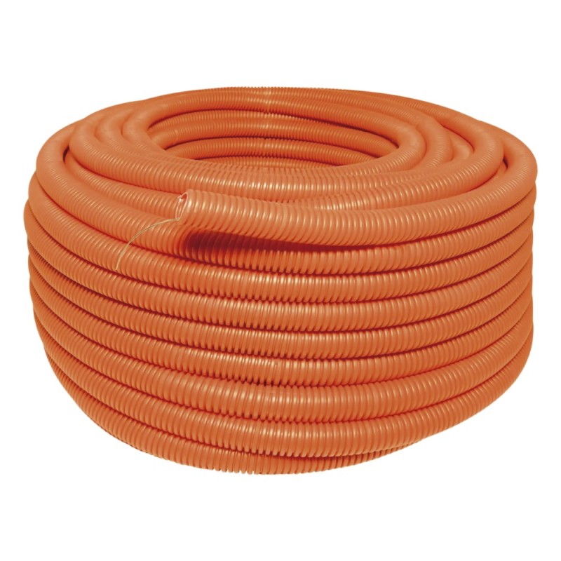 Manguera Poliducto Corrugado Flexible Naranja Reforzado de 1/2" x 100 