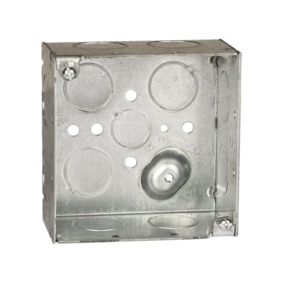 Caja Cuadrada Galvanizada  de 4 x 4" / Profundidad 2 1/8 / 11 Entradas