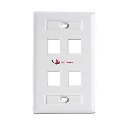 Placa de Pared Keystone de 4 Salidas, Color Blanco, para Jacks Keyston