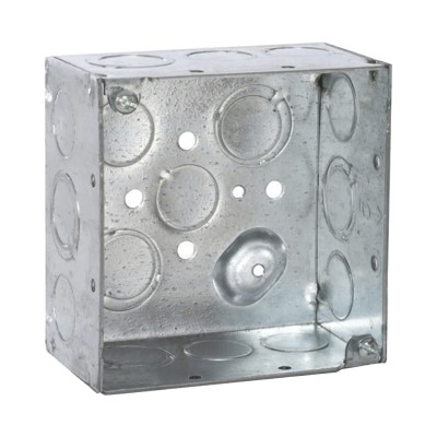 Caja Cuadrada Galvanizada  de 4" x 4", profundidad de 2 1/8". Cuenta c