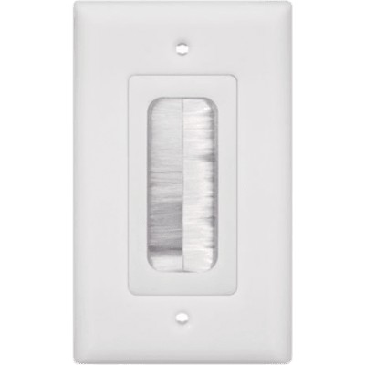 Placa de Pared Pasa Cable, Tipo Cepillo, de 1 Puerto, con Cerdas Antip