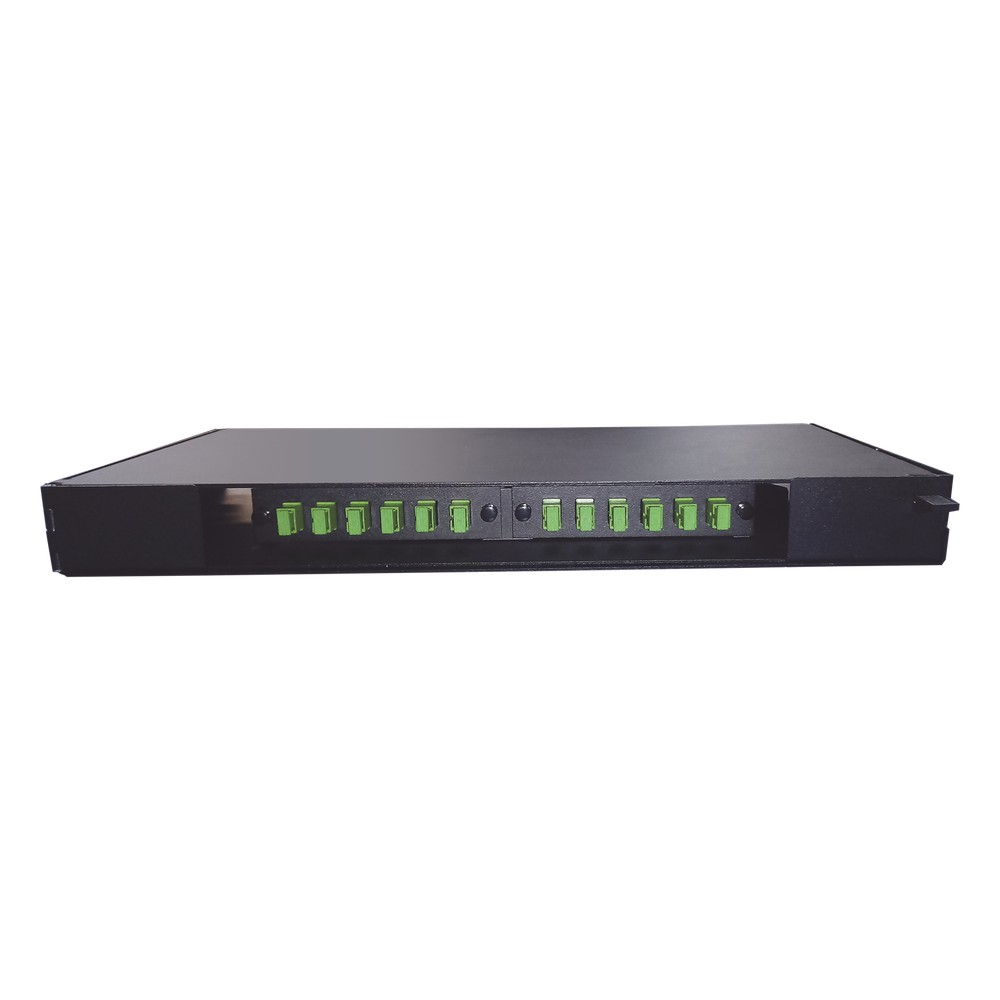 Patch panel de 12 puertos de 1u, incluye pigtails, adapters plates y s