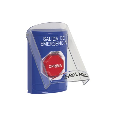 Botón de Salida de Emergencia, Texto en Español, Tapa Protectora de Po